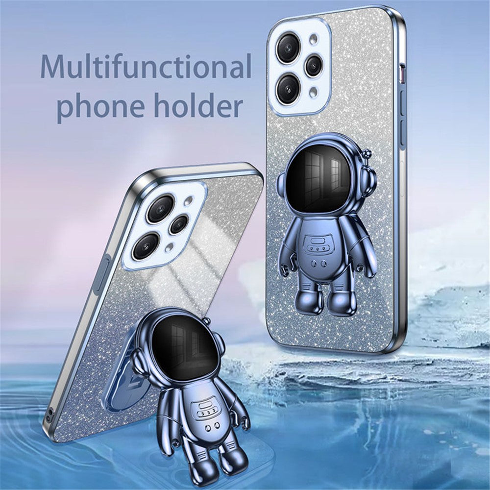 Phone Case for Xiaomi Redmi 12 4G Shockproof PC+TPU Phone Cover with Astronaut Kickstand