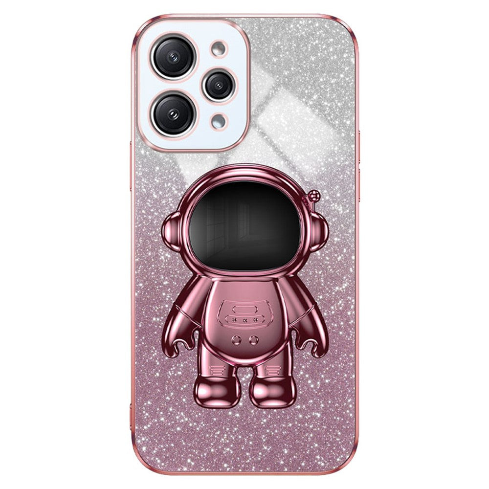 Phone Case for Xiaomi Redmi 12 4G Shockproof PC+TPU Phone Cover with Astronaut Kickstand