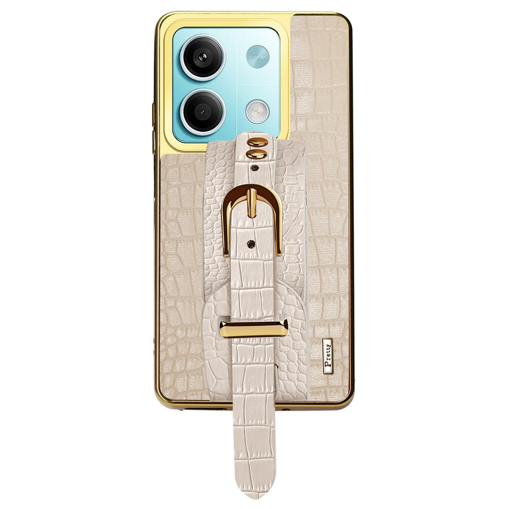 For Xiaomi Redmi Note 13 5G Cell Phone Case Wristband Design Electroplating Crocodile Texture Cover