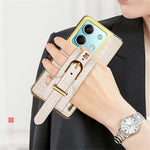 For Xiaomi Redmi Note 13 5G Cell Phone Case Wristband Design Electroplating Crocodile Texture Cover
