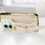 For Xiaomi Redmi Note 13 5G Cell Phone Case Wristband Design Electroplating Crocodile Texture Cover