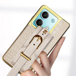 For Xiaomi Redmi Note 13 5G Cell Phone Case Wristband Design Electroplating Crocodile Texture Cover