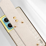 For Xiaomi Redmi Note 13 5G Cell Phone Case Wristband Design Electroplating Crocodile Texture Cover