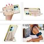 For Xiaomi Redmi Note 13 5G Cell Phone Case Wristband Design Electroplating Crocodile Texture Cover