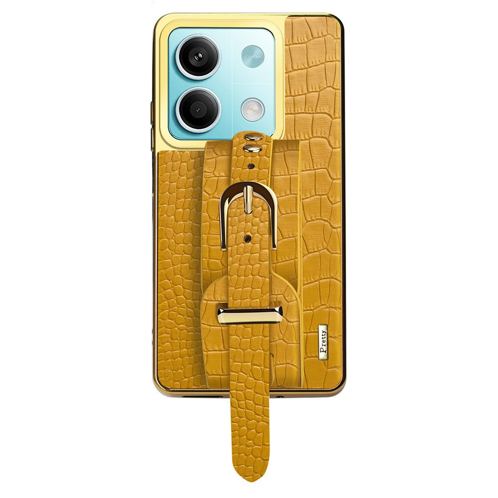 For Xiaomi Redmi Note 13 5G Cell Phone Case Wristband Design Electroplating Crocodile Texture Cover
