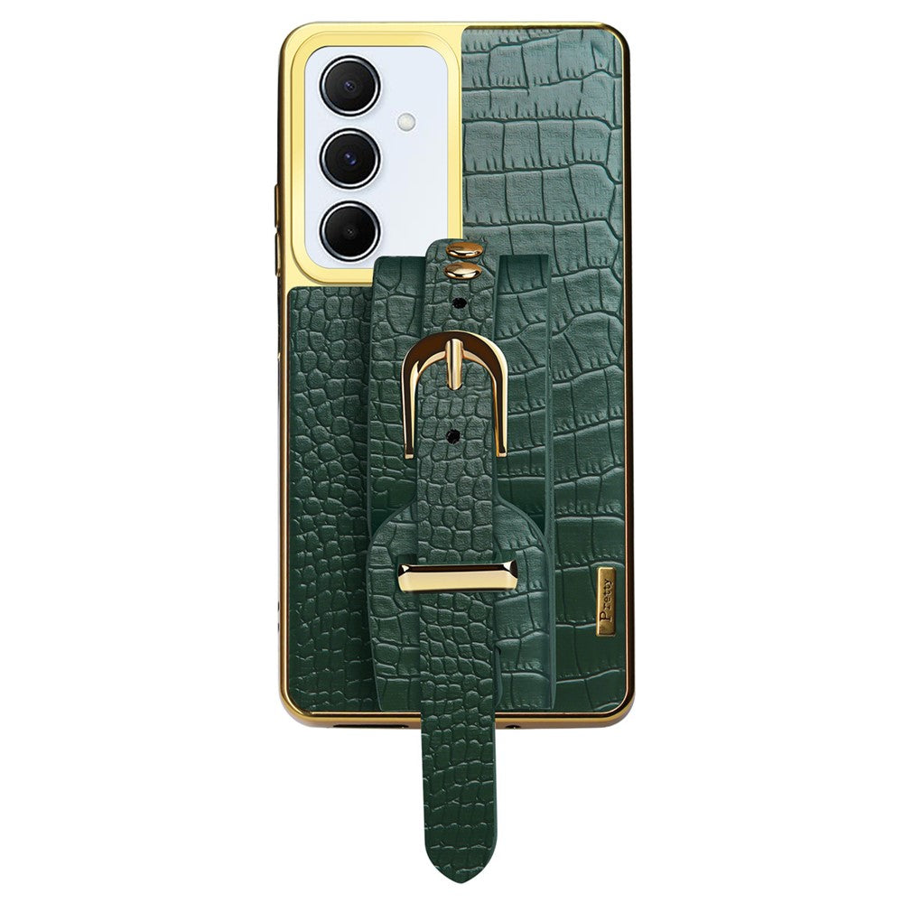 For Xiaomi Redmi Note 13 Pro+ 5G Cell Phone Case Electroplated Leather+TPU Wristband Kickstand Cover