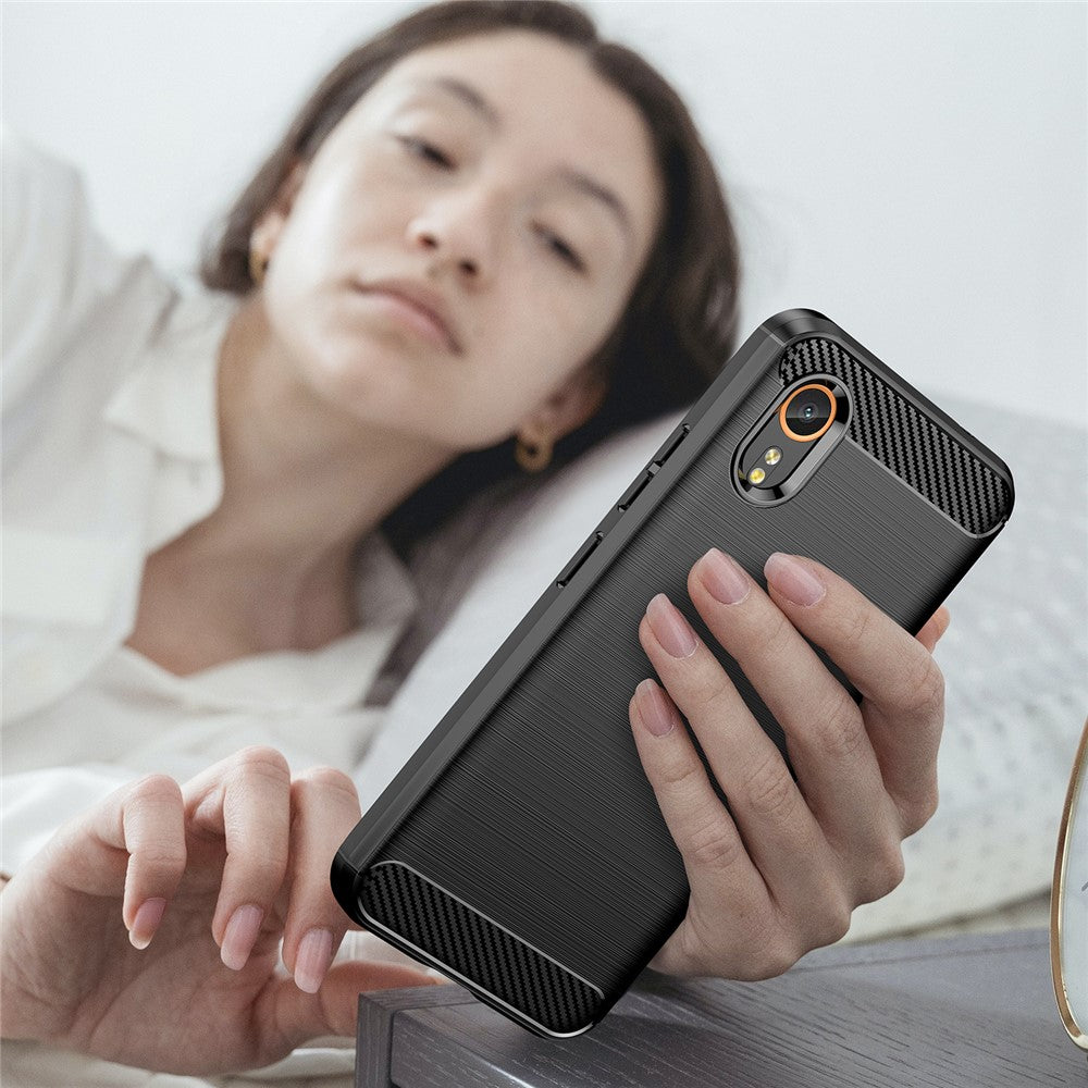 For Samsung Galaxy Xcover7 TPU Case Carbon Fiber Texture Mobile Phone Cover