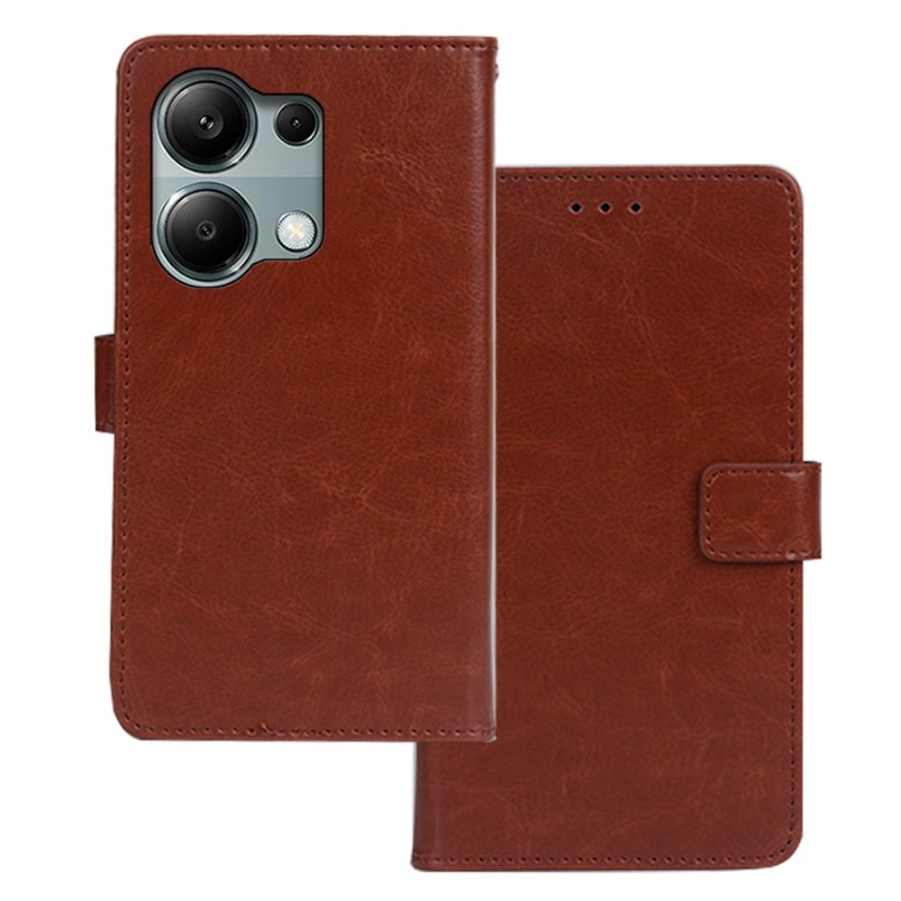 IDEWEI För Xiaomi Redmi Note 13 Pro 4G / Poco M6 Pro 4G Skal Crazy Horse Texture Läder Mobilskal