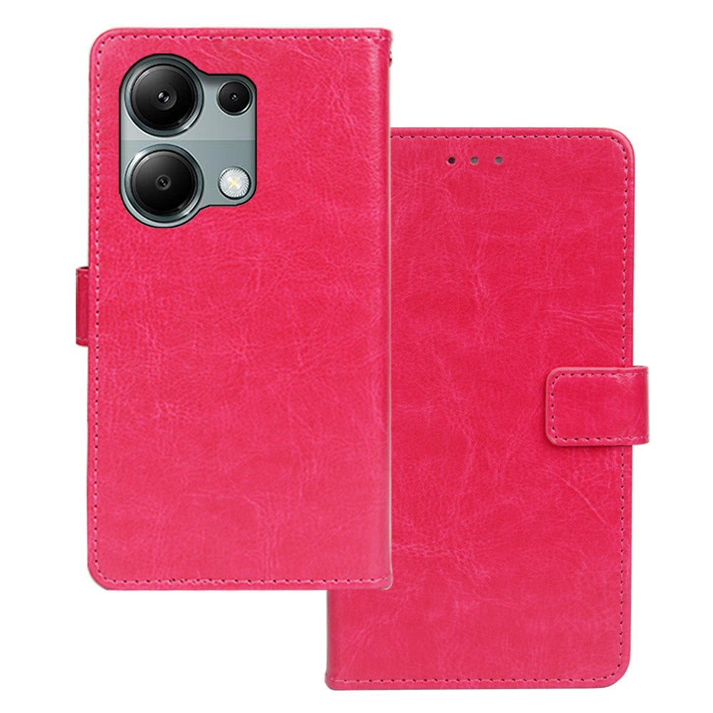 IDEWEI För Xiaomi Redmi Note 13 Pro 4G / Poco M6 Pro 4G Skal Crazy Horse Texture Läder Mobilskal