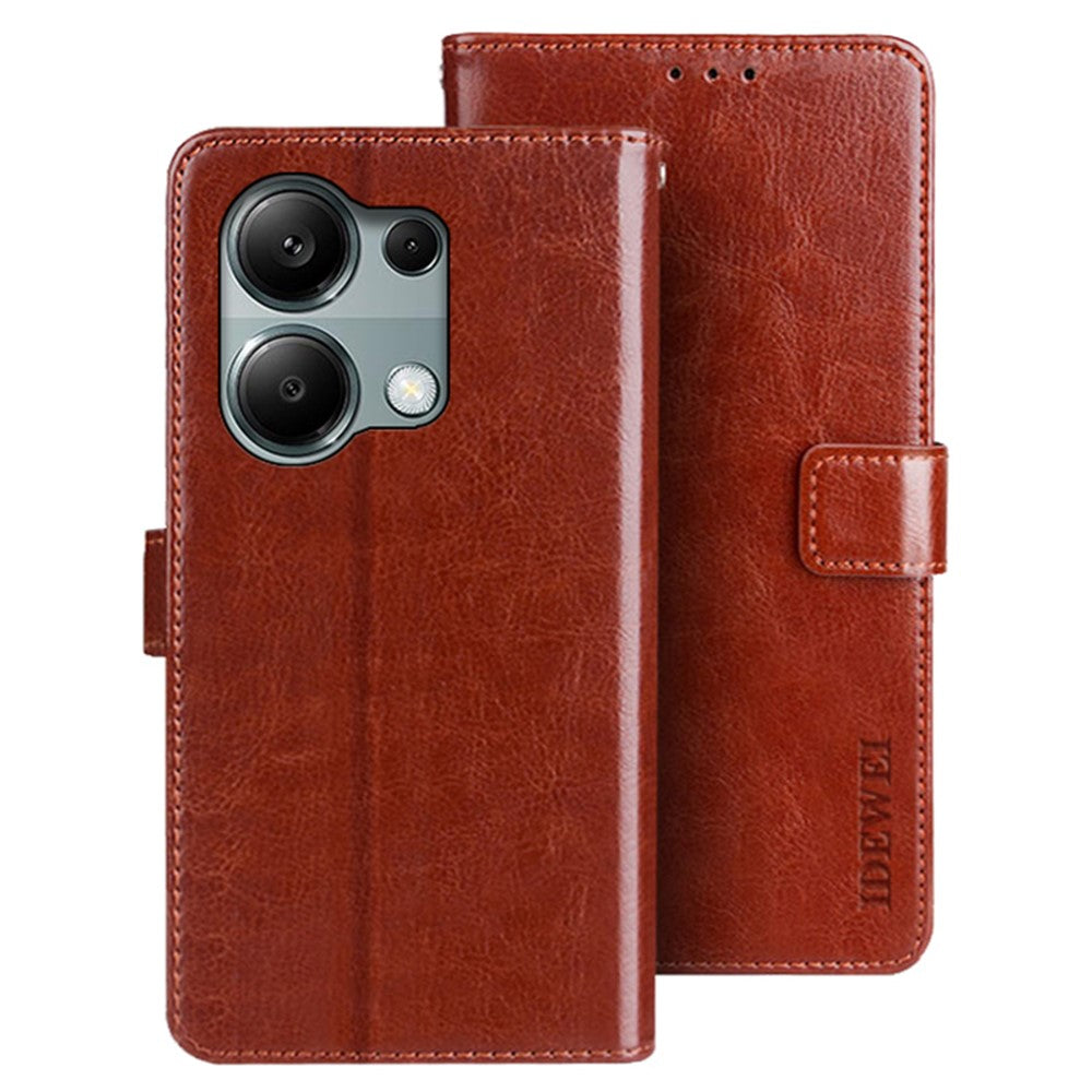 IDEWEI For Xiaomi Redmi Note 13 Pro 4G / Poco M6 Pro 4G Case Magnetic Clasp Leather Anti-fall Phone Cover