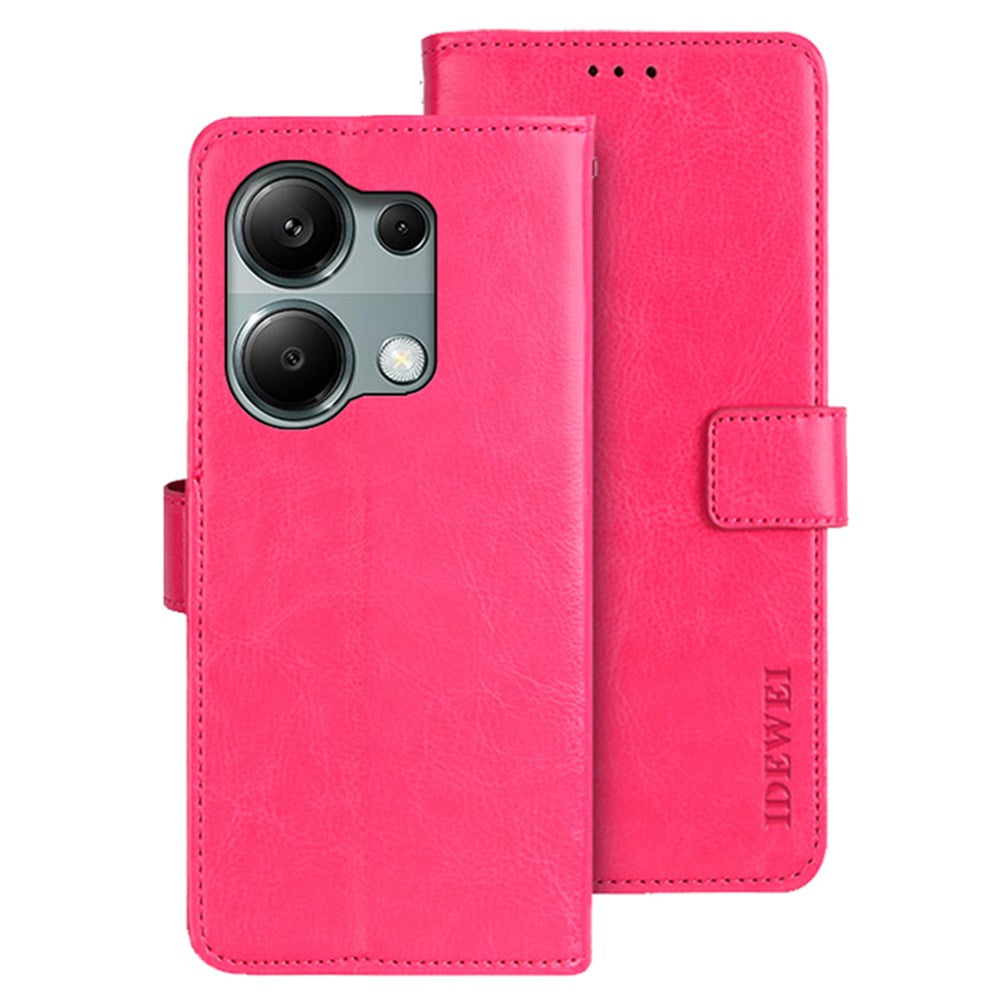 IDEWEI For Xiaomi Redmi Note 13 Pro 4G / Poco M6 Pro 4G Case Magnetic Clasp Leather Anti-fall Phone Cover