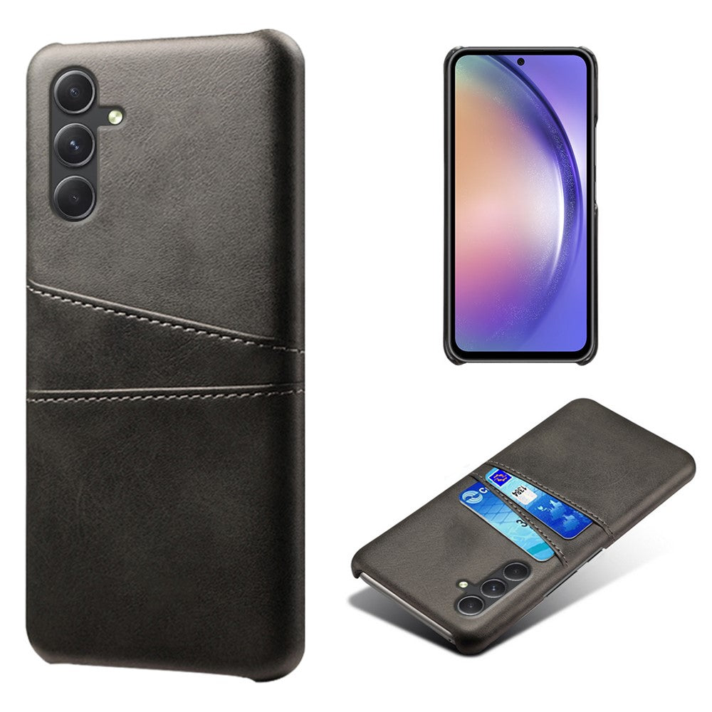 Til Samsung Galaxy A35 5G Telefoncover Læder+PC Stødsikkert Cover med Dobbelt Kortlommer