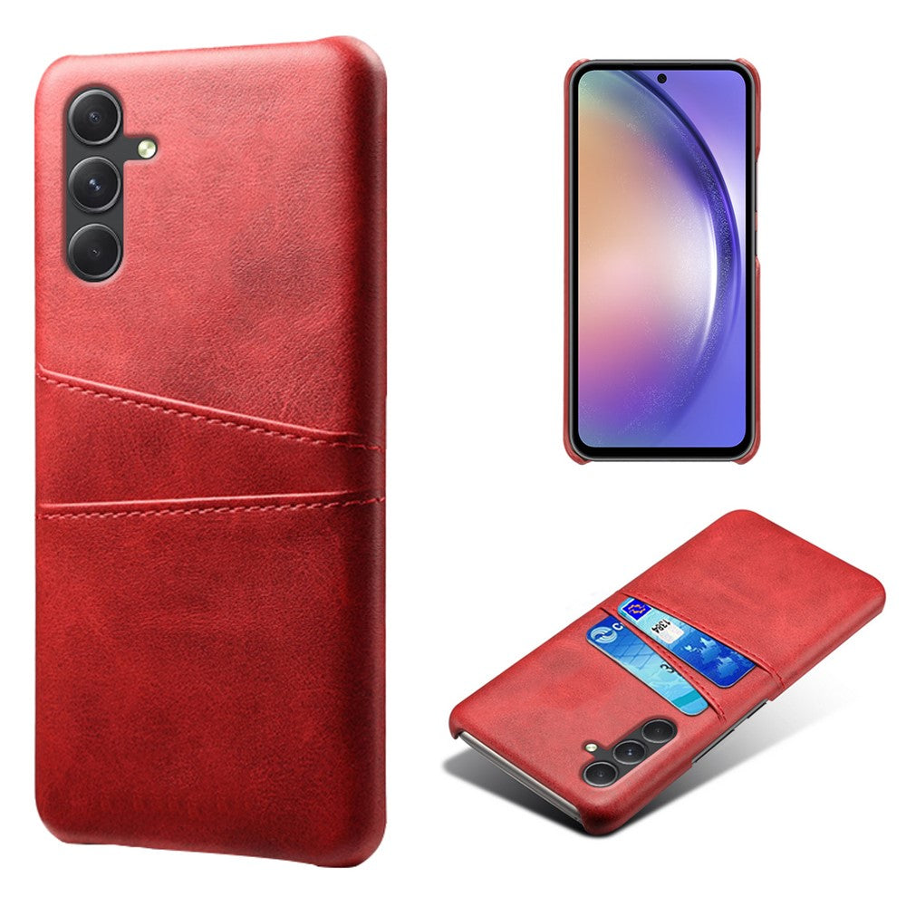 Til Samsung Galaxy A35 5G Telefoncover Læder+PC Stødsikkert Cover med Dobbelt Kortlommer