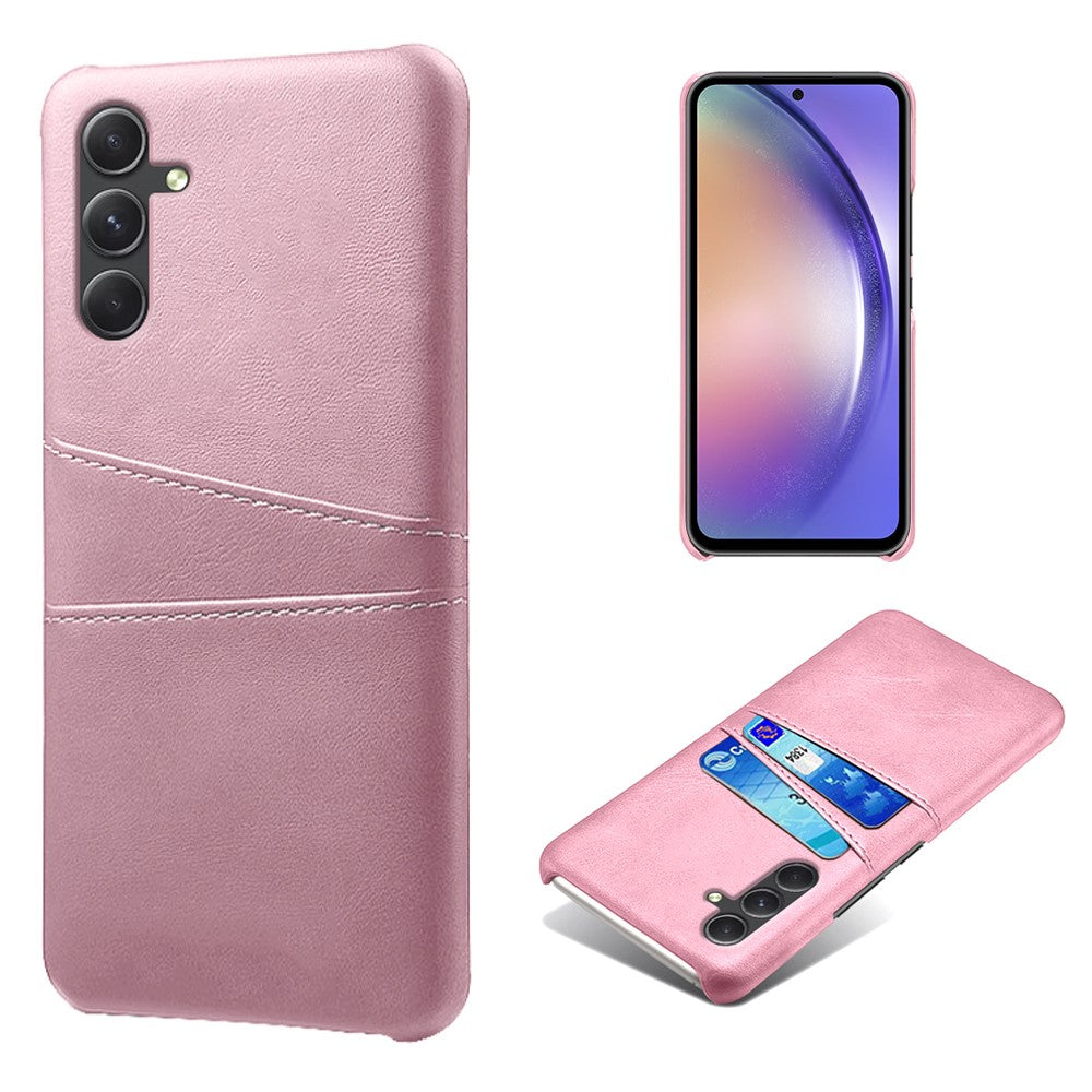 Til Samsung Galaxy A35 5G Telefoncover Læder+PC Stødsikkert Cover med Dobbelt Kortlommer