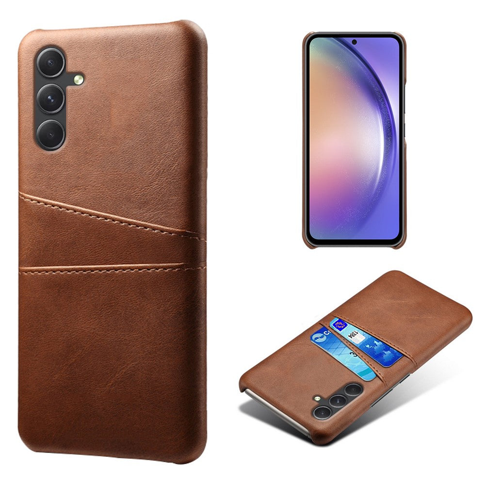 Til Samsung Galaxy A35 5G Telefoncover Læder+PC Stødsikkert Cover med Dobbelt Kortlommer