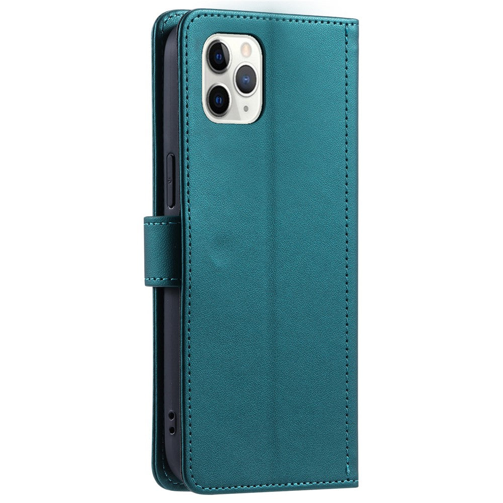 Läderfodral med sömmar och rhombusmönster för iPhone 11 Pro Max, axelbandsskydd