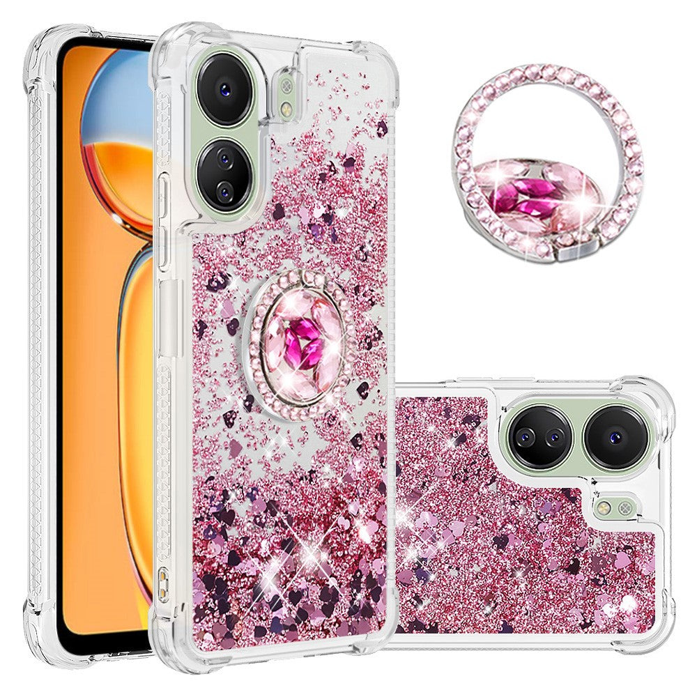 For Xiaomi Redmi 13C 4G / 13C 5G / 13R 5G / Poco M6 5G / Poco C65 4G TPU Case Kickstand Quicksand Phone Cover