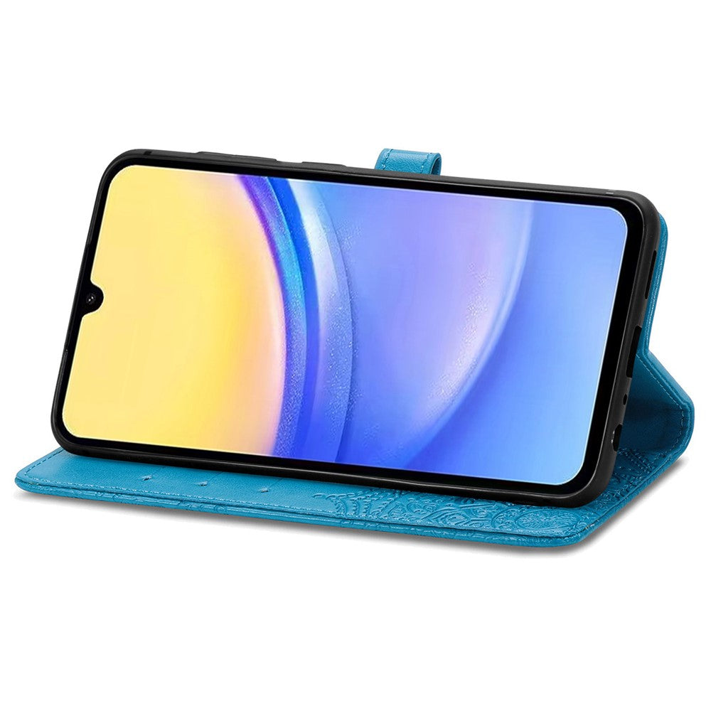 Til Samsung Galaxy A15 4G / A15 5G Cover med Præget Mandala Mønster i Læder