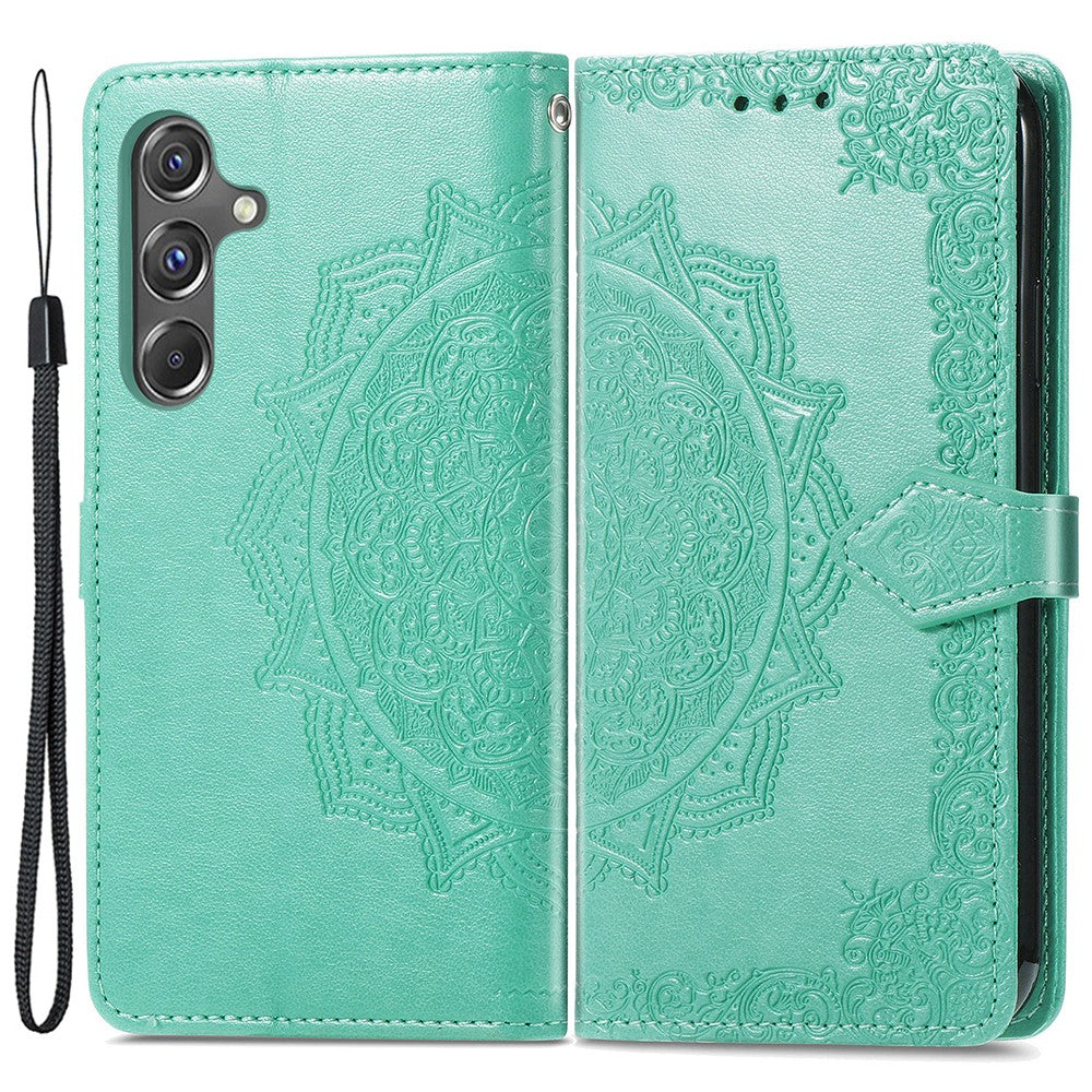 Til Samsung Galaxy A15 4G / A15 5G Cover med Præget Mandala Mønster i Læder