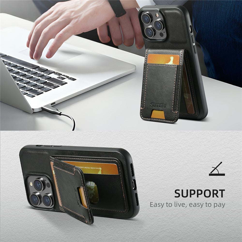 SUTENI H03 For iPhone 11 Pro Waxy Texture Case PU Leather Kickstand Phone Cover