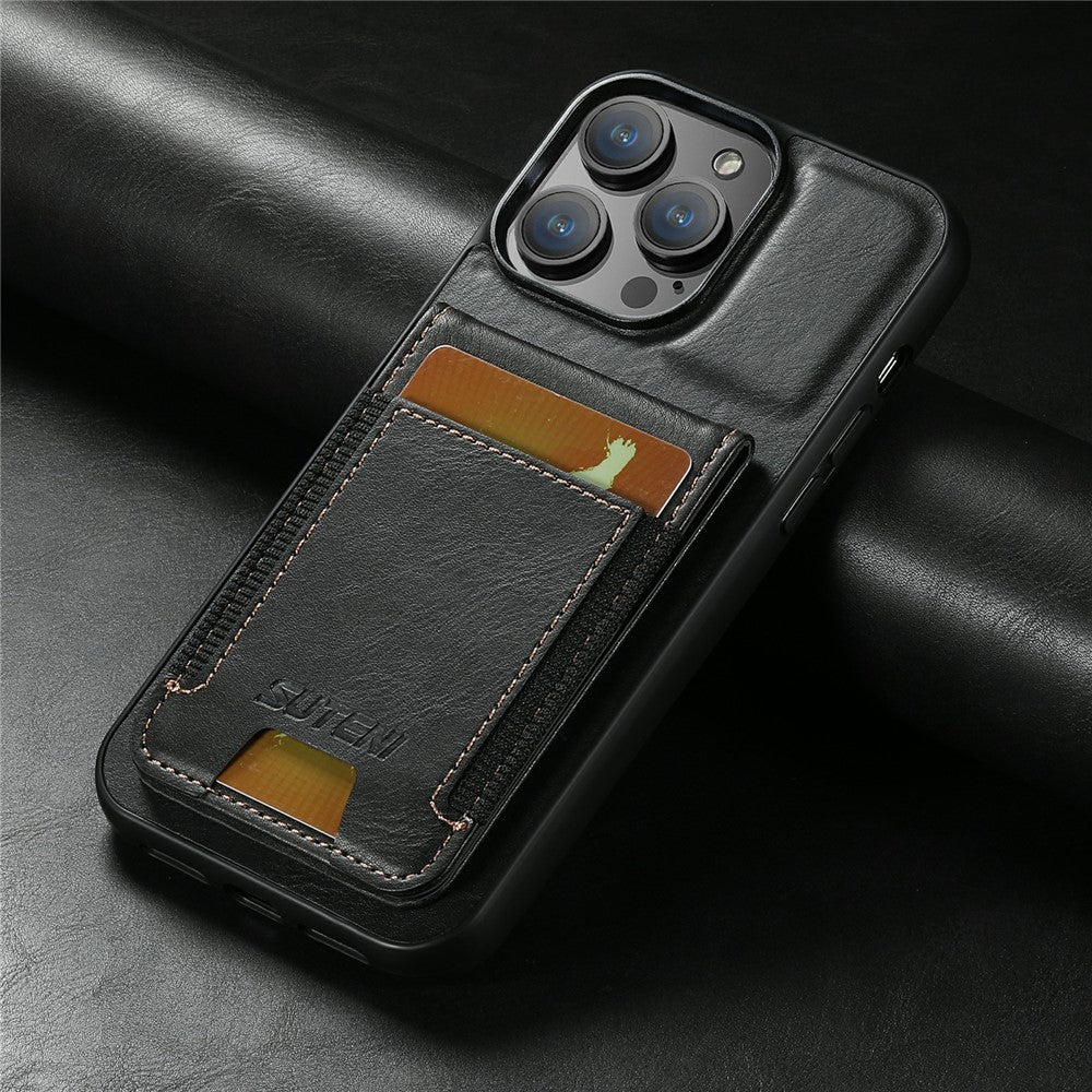 SUTENI H03 For iPhone 11 Pro Waxy Texture Case PU Leather Kickstand Phone Cover