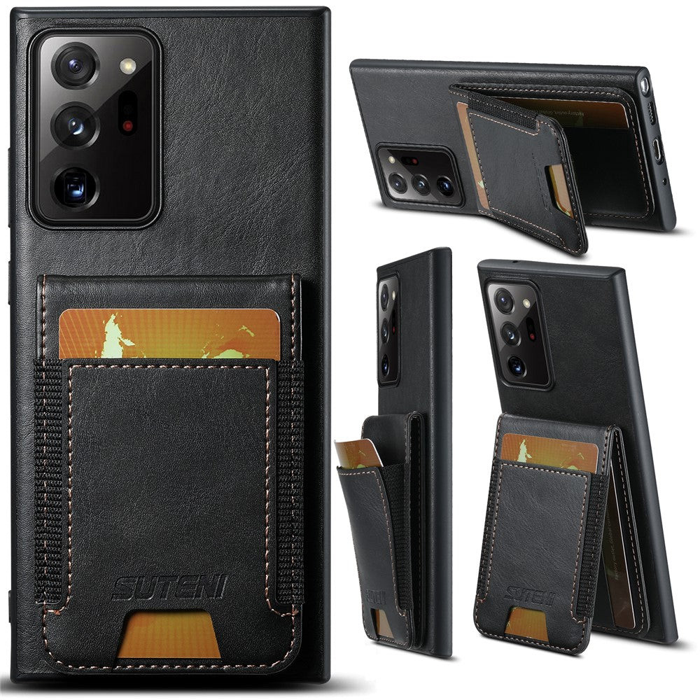 SUTENI H03 For Samsung Galaxy Note20 Ultra / Note20 Ultra 5G Case Waxy Texture Kickstand Phone Cover