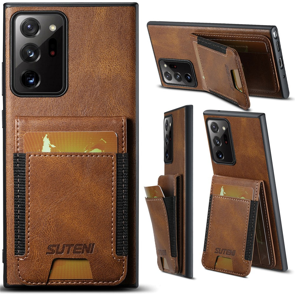 SUTENI H03 For Samsung Galaxy Note20 Ultra / Note20 Ultra 5G Case Waxy Texture Kickstand Phone Cover