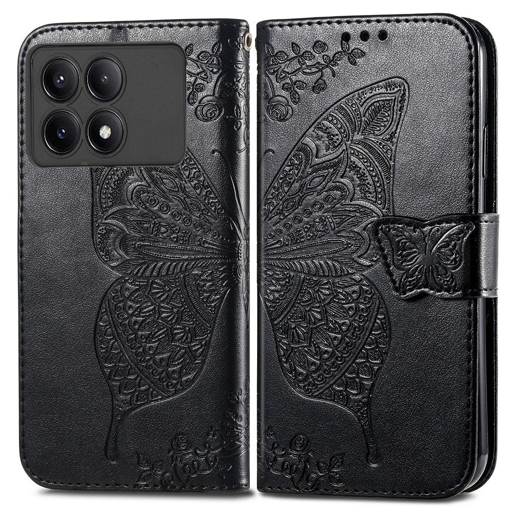 For Xiaomi Redmi K70E 5G / Poco X6 Pro 5G Phone Case Butterfly Pattern Folio Stand View Cover