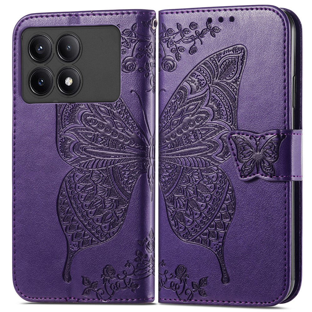 For Xiaomi Redmi K70E 5G / Poco X6 Pro 5G Phone Case Butterfly Pattern Folio Stand View Cover