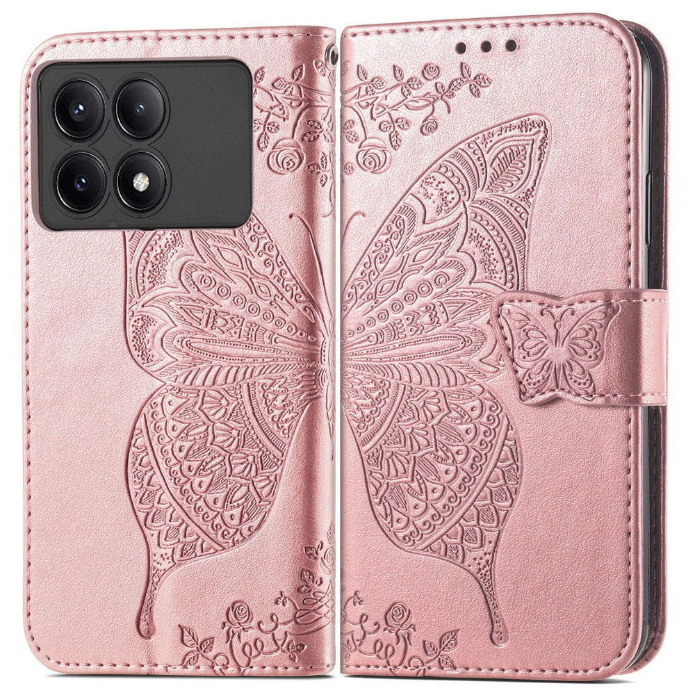 For Xiaomi Redmi K70E 5G / Poco X6 Pro 5G Phone Case Butterfly Pattern Folio Stand View Cover