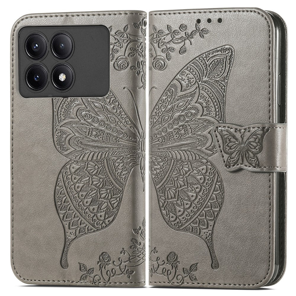 For Xiaomi Redmi K70E 5G / Poco X6 Pro 5G Phone Case Butterfly Pattern Folio Stand View Cover