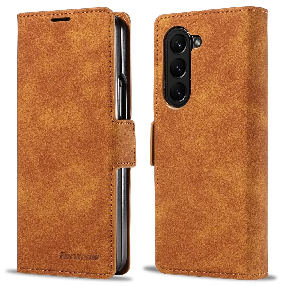 FORWENW Fantasy Series magnetisk mobilcover i skin-touch-læder til Samsung Galaxy Z Fold5 5G