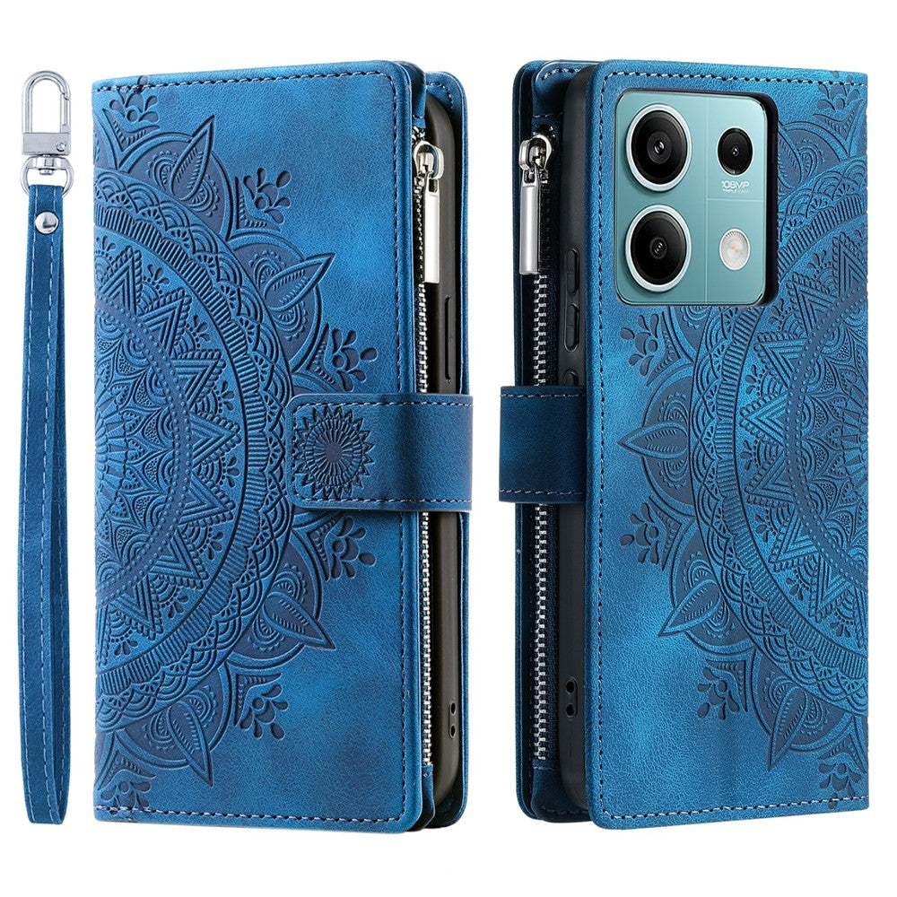For Xiaomi Redmi Note 13 5G Phone Case Flower Pattern Leather Flip Wallet Cover