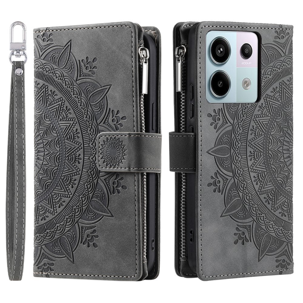 For Xiaomi Redmi Note 13 Pro 5G / Poco X6 5G Phone Case Flower Pattern Leather Flip Cover