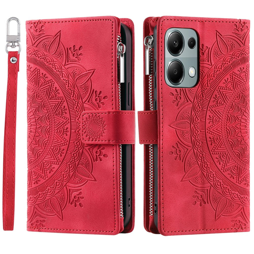 For Xiaomi Redmi Note 13 Pro 4G / Poco M6 Pro 4G Case PU Leather Flower Pattern Phone Cover