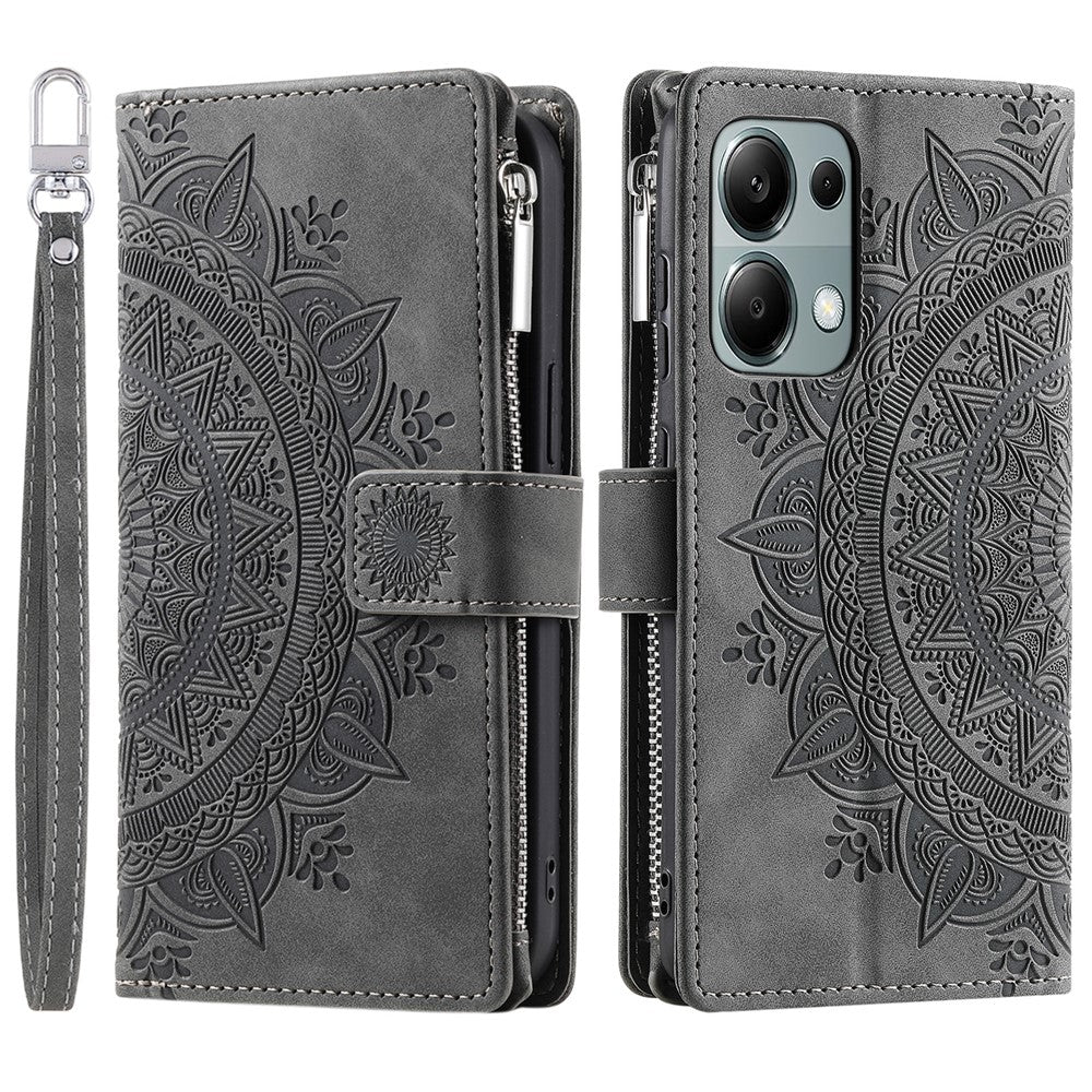 For Xiaomi Redmi Note 13 Pro 4G / Poco M6 Pro 4G Case PU Leather Flower Pattern Phone Cover