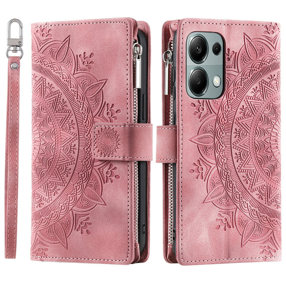 Xiaomi Redmi Note 13 Pro 4G / Poco M6 Pro 4G-skal PU-läder med blommönster, mobilskal