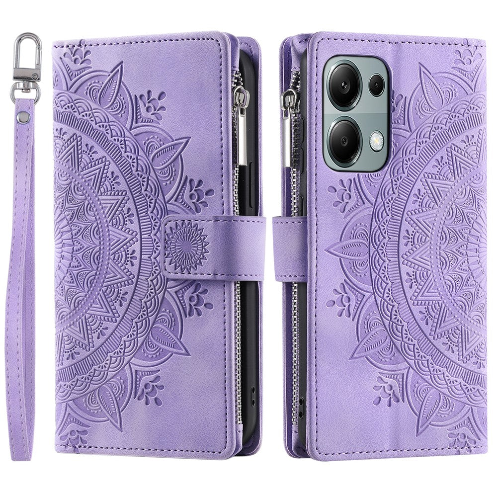 For Xiaomi Redmi Note 13 Pro 4G / Poco M6 Pro 4G Case PU Leather Flower Pattern Phone Cover