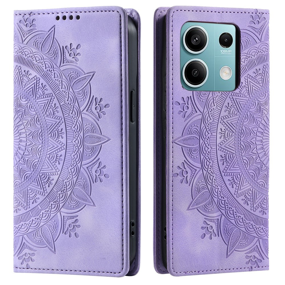For Xiaomi Redmi Note 13 5G Leather Case Imprinted Mandala Wallet Phone Cover