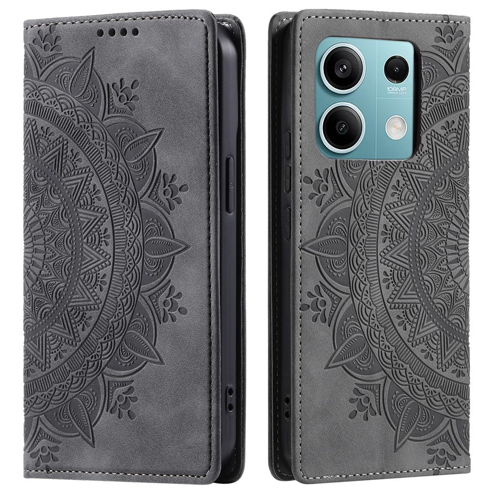 For Xiaomi Redmi Note 13 5G Leather Case Imprinted Mandala Wallet Phone Cover