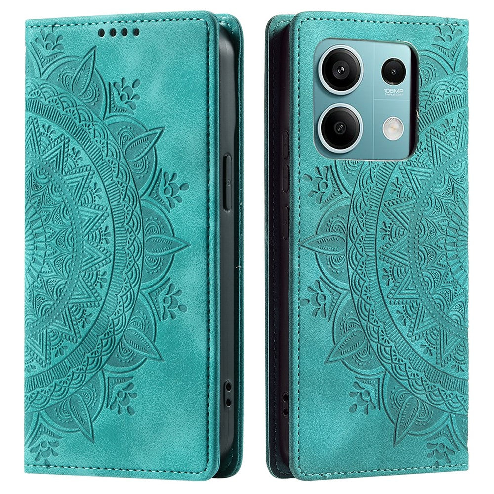 For Xiaomi Redmi Note 13 5G Leather Case Imprinted Mandala Wallet Phone Cover