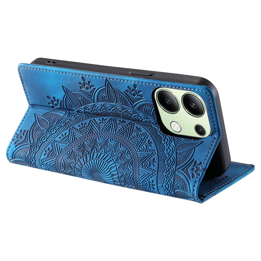 For Xiaomi Redmi Note 13 4G Case Leather Flip Phone Cover Mandala Flower Pattern