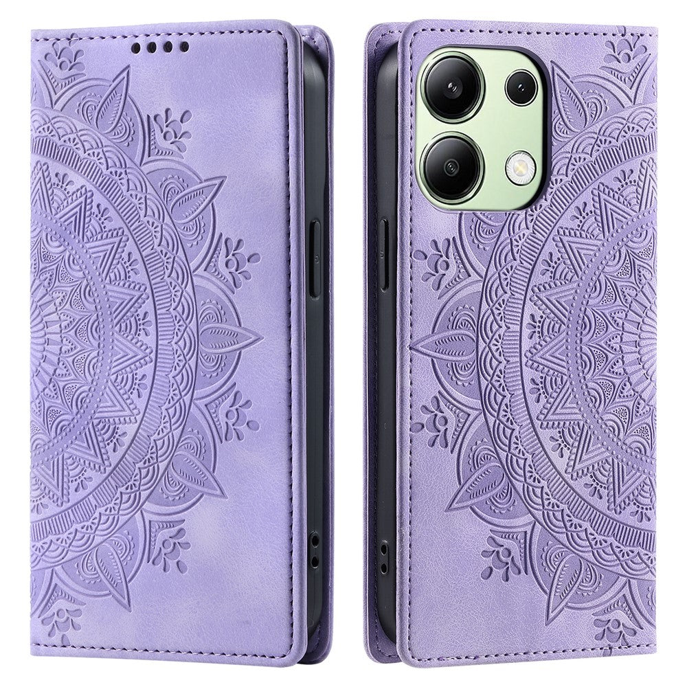 For Xiaomi Redmi Note 13 4G Case Leather Flip Phone Cover Mandala Flower Pattern