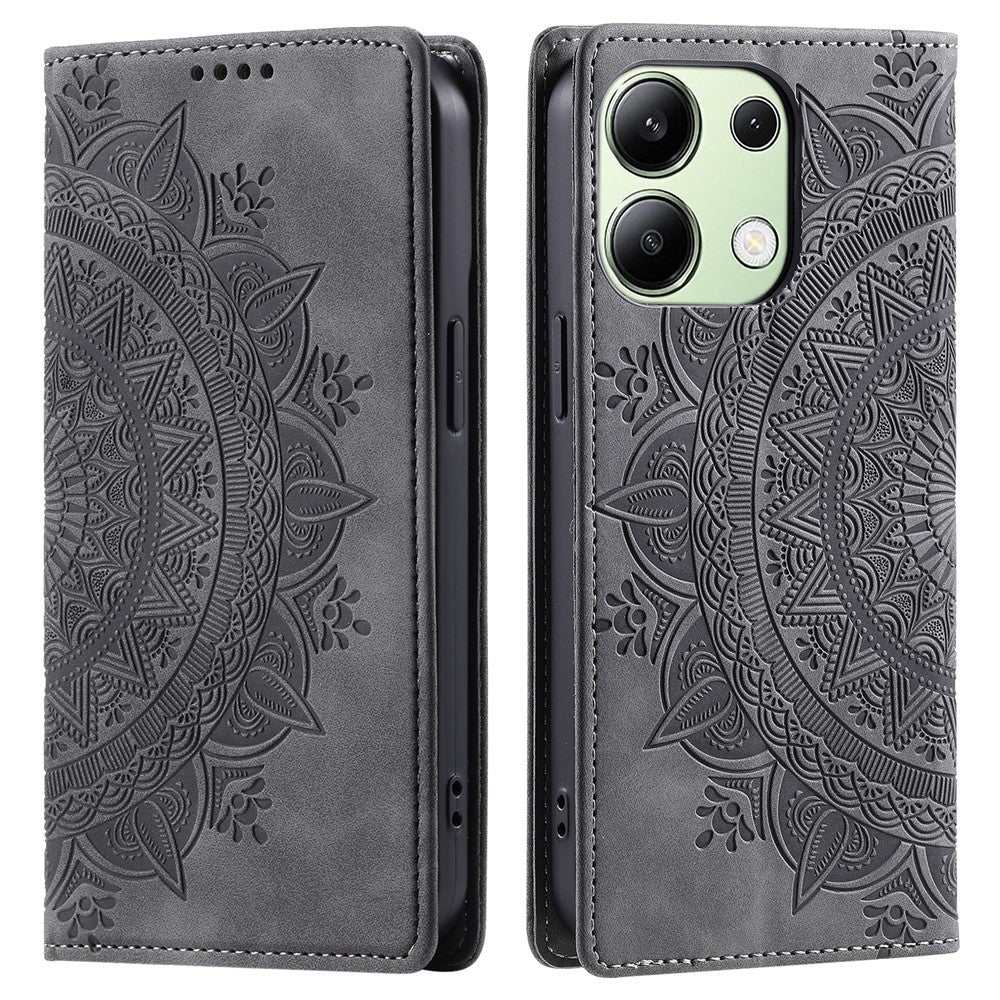 For Xiaomi Redmi Note 13 4G Case Leather Flip Phone Cover Mandala Flower Pattern