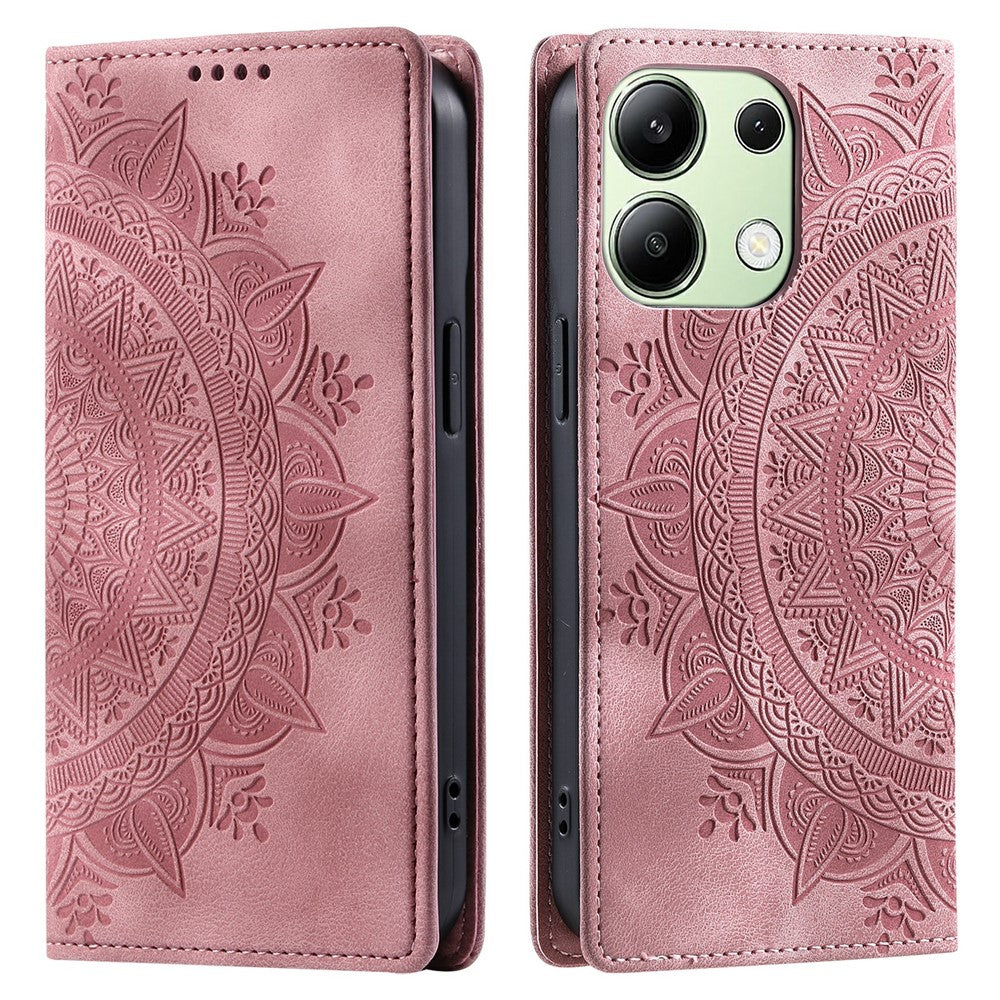 For Xiaomi Redmi Note 13 4G Case Leather Flip Phone Cover Mandala Flower Pattern