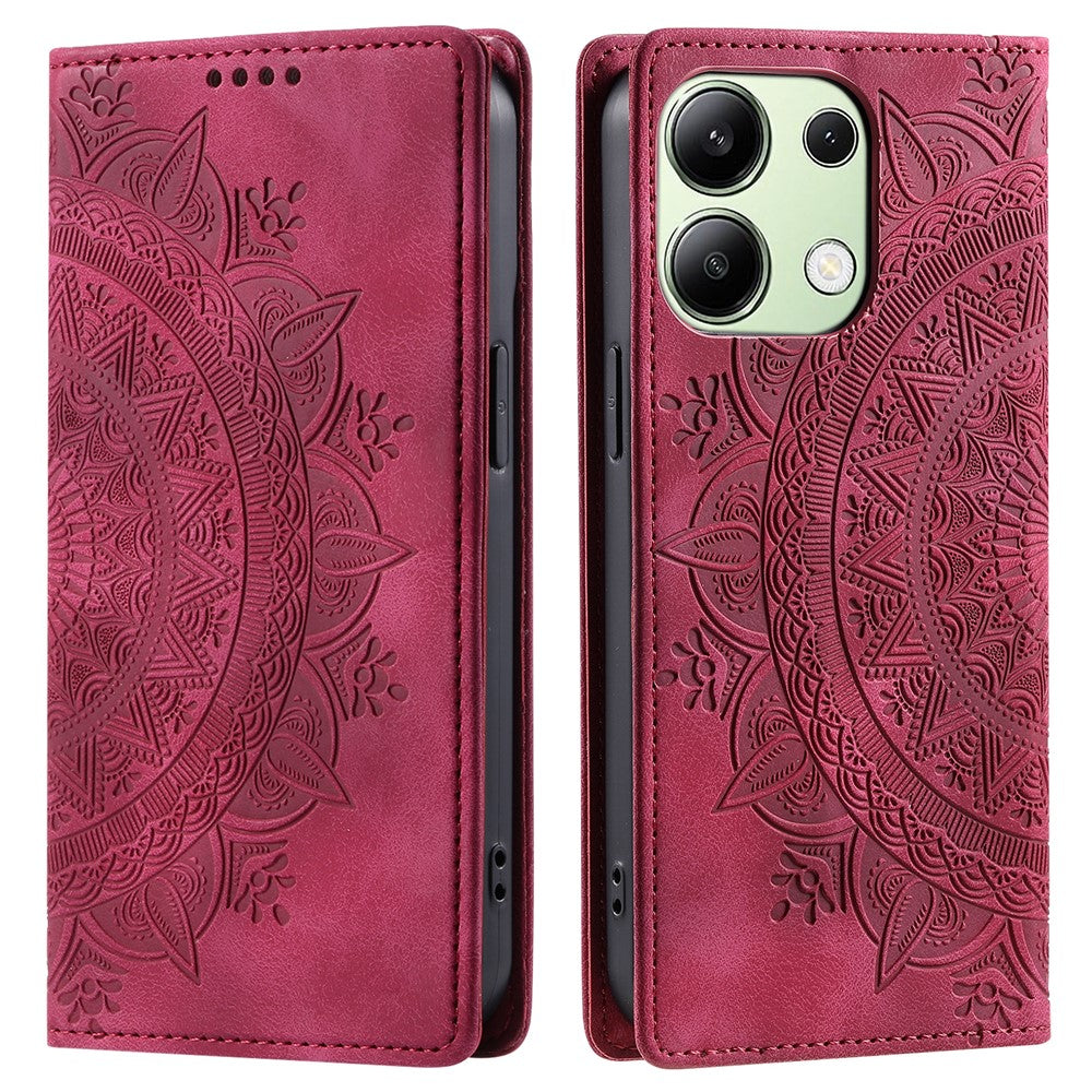 For Xiaomi Redmi Note 13 4G Case Leather Flip Phone Cover Mandala Flower Pattern