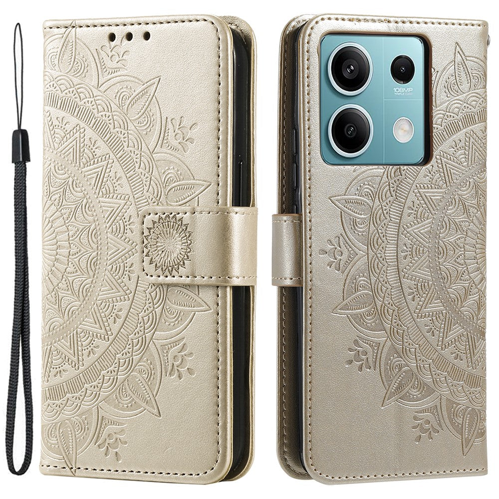 Läderfodral för Xiaomi Redmi Note 13 5G med mandala-motiv och magnetlås