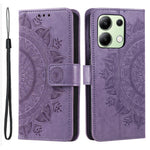 For Xiaomi Redmi Note 13 4G PU Leather Phone Case Imprinted Mandala Flower Stand Wallet Cover