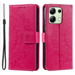 For Xiaomi Redmi Note 13 4G PU Leather Phone Case Imprinted Mandala Flower Stand Wallet Cover