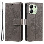 For Xiaomi Redmi Note 13 4G PU Leather Phone Case Imprinted Mandala Flower Stand Wallet Cover